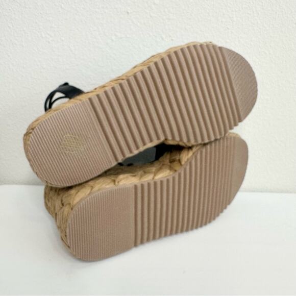 Emanuelle Vee Black Espadrilles Wrap Sandals Women's Size 37 NEW - Picture 7 of 7